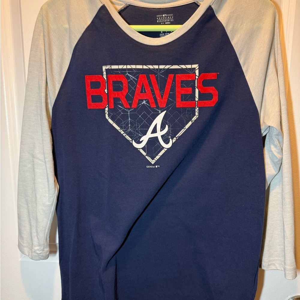 Atlanta Braves Navy and Cream Raglan Shirt